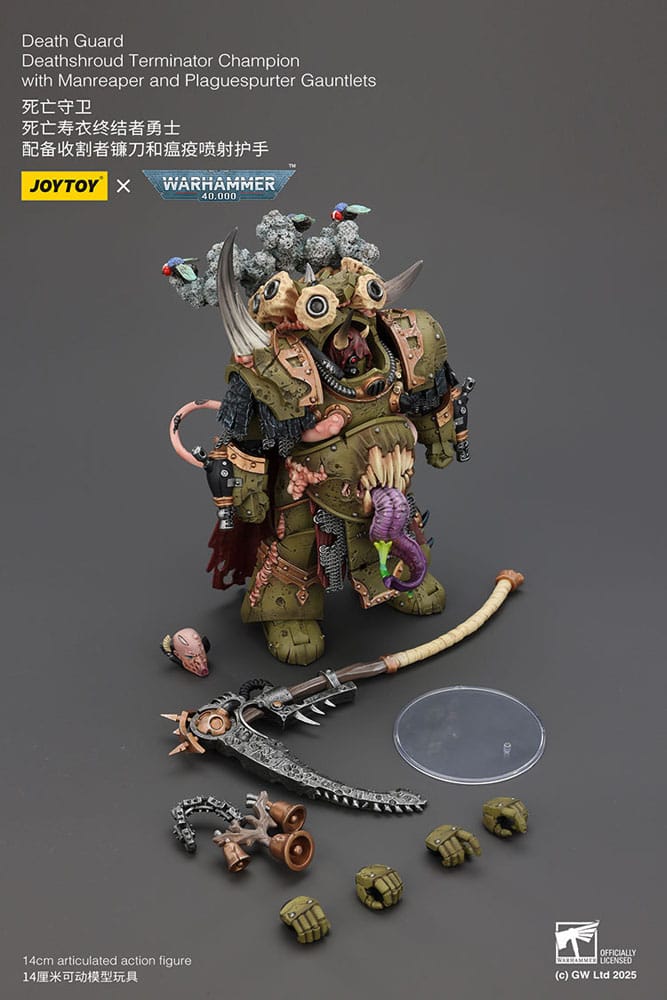 Warhammer 40k Figura 1/18 Death Guard Deathshroud Terminator Championwith Manreaper and Plaguespurter Gauntlets 14 cm - Z POP Toys