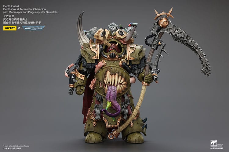 Warhammer 40k Figura 1/18 Death Guard Deathshroud Terminator Championwith Manreaper and Plaguespurter Gauntlets 14 cm - Z POP Toys