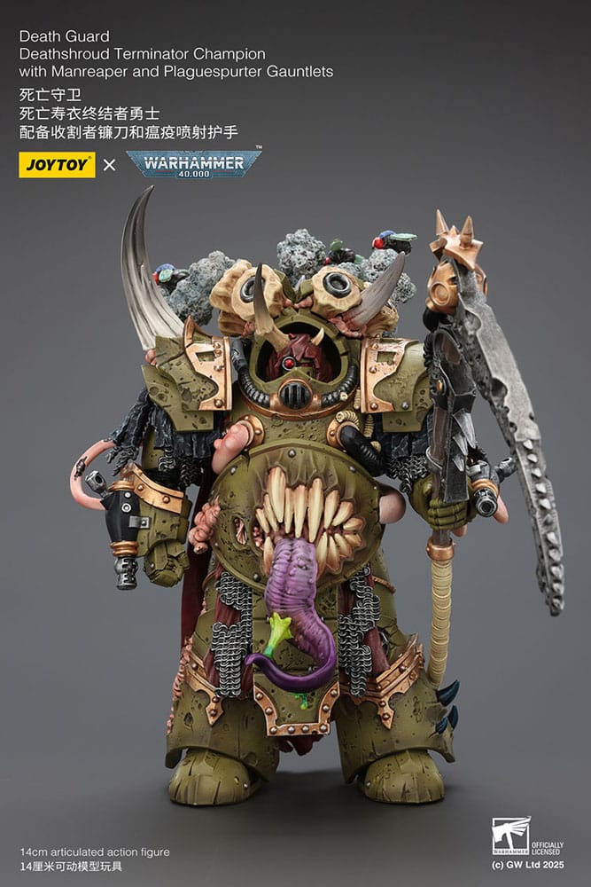 Warhammer 40k Figura 1/18 Death Guard Deathshroud Terminator Championwith Manreaper and Plaguespurter Gauntlets 14 cm - Z POP Toys