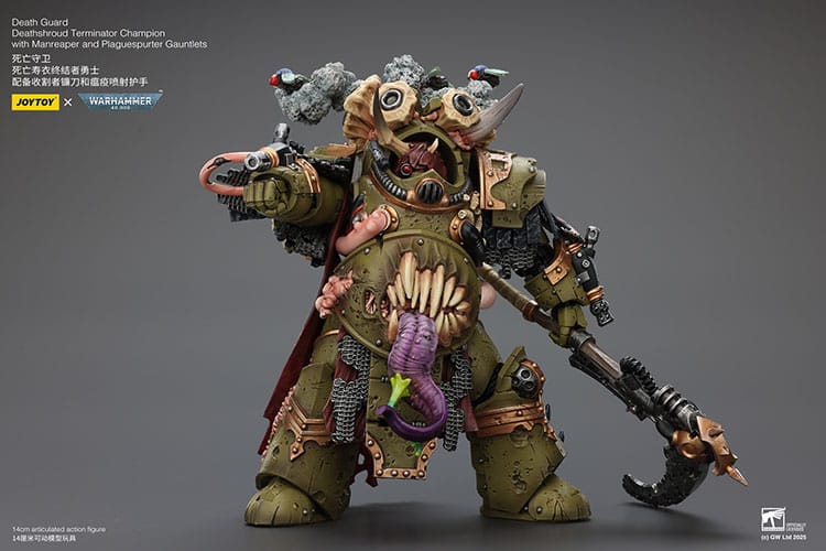 Warhammer 40k Figura 1/18 Death Guard Deathshroud Terminator Championwith Manreaper and Plaguespurter Gauntlets 14 cm - Z POP Toys