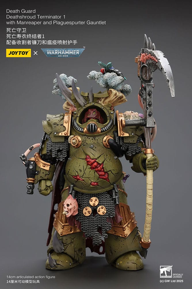 Warhammer 40k Figura 1/18 Death Guard Deathshroud Terminator 1 with Manreaper and Plaguespurter Gauntlet 14 cm - Z POP Toys