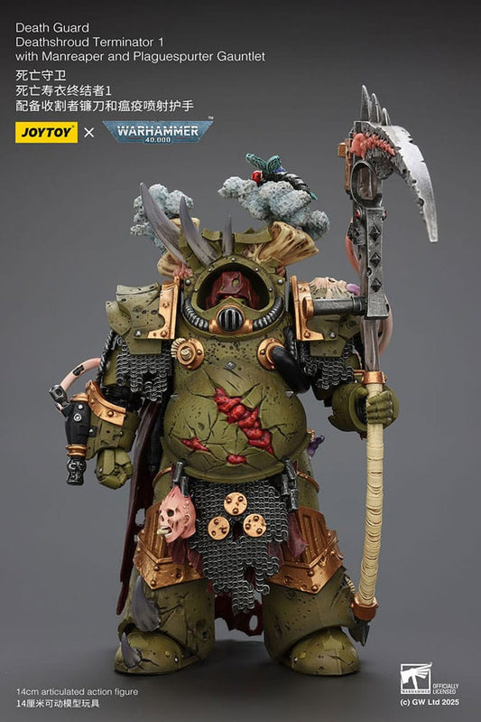Warhammer 40k Figura 1/18 Death Guard Deathshroud Terminator 1 with Manreaper and Plaguespurter Gauntlet 14 cm - Z POP Toys
