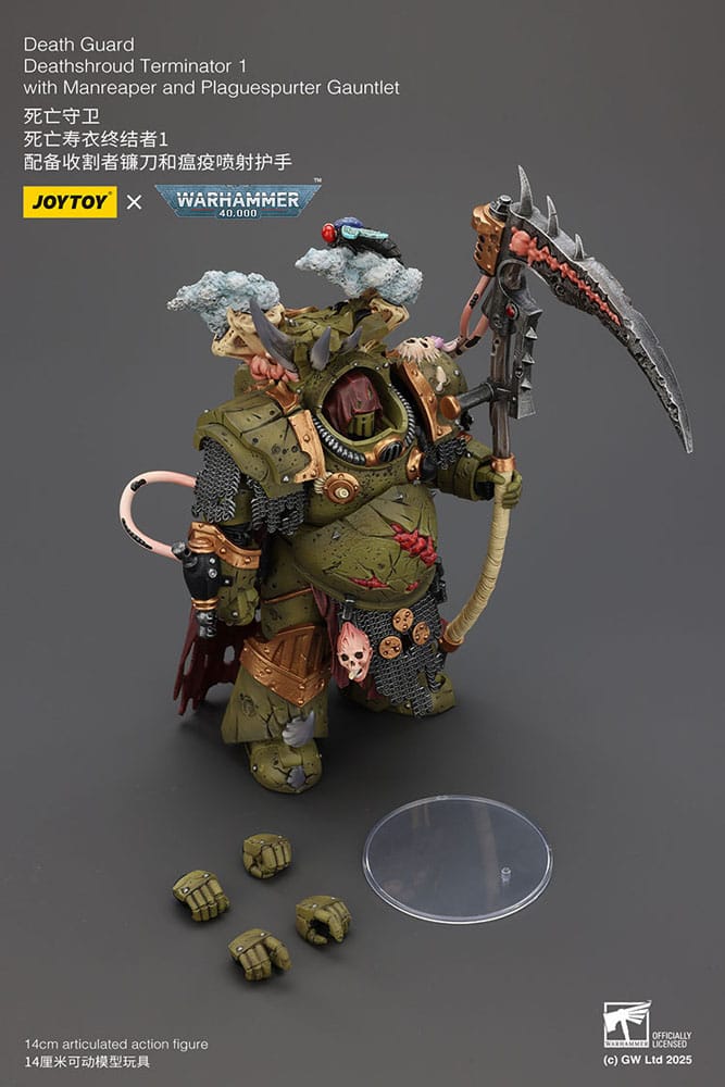 Warhammer 40k Figura 1/18 Death Guard Deathshroud Terminator 1 with Manreaper and Plaguespurter Gauntlet 14 cm - Z POP Toys