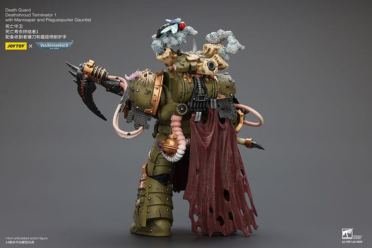Warhammer 40k Figura 1/18 Death Guard Deathshroud Terminator 1 with Manreaper and Plaguespurter Gauntlet 14 cm - Z POP Toys