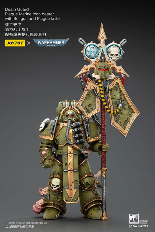 Warhammer 40,000 Figura Death Guard Plague Marine Icon bearer with Boltgun and Plague knife 12 cm - Z POP Toys