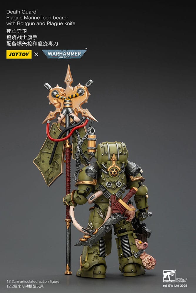 Warhammer 40,000 Figura Death Guard Plague Marine Icon bearer with Boltgun and Plague knife 12 cm - Z POP Toys