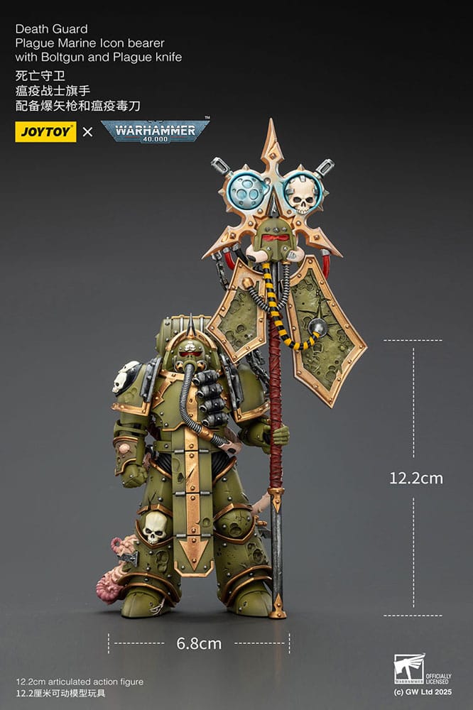 Warhammer 40,000 Figura Death Guard Plague Marine Icon bearer with Boltgun and Plague knife 12 cm - Z POP Toys