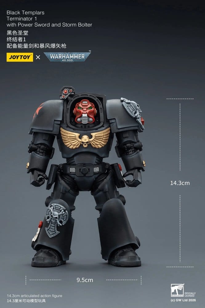 Warhammer 40,000 Figura Black Templars Terminator 1 with Power Sword and Storm Bolter 14 cm