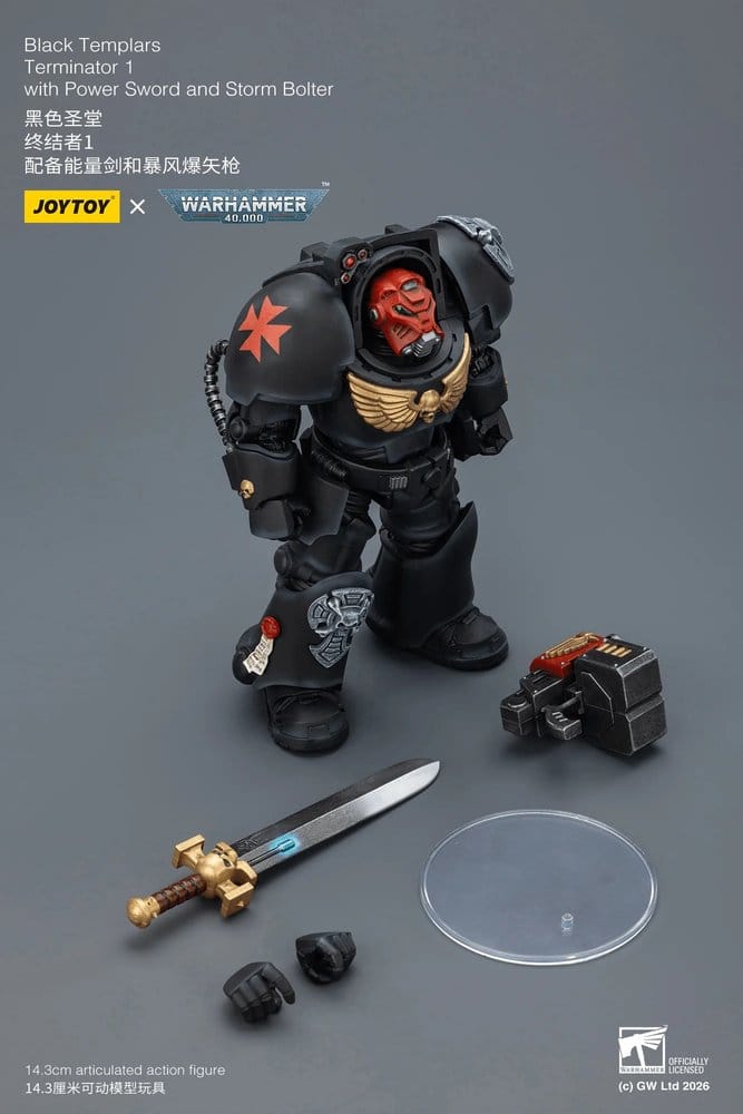Warhammer 40,000 Figura Black Templars Terminator 1 with Power Sword and Storm Bolter 14 cm