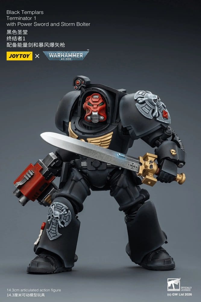 Warhammer 40,000 Figura Black Templars Terminator 1 with Power Sword and Storm Bolter 14 cm