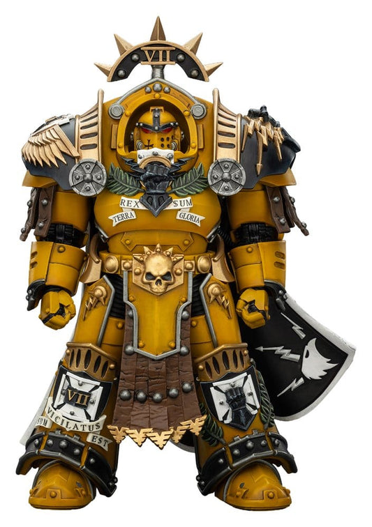 Warhammer Imperial Fists Figura Legion Praetor in Tartaros Terminator Armourwith Power Sword and Vigil Storm Shield 14 cm