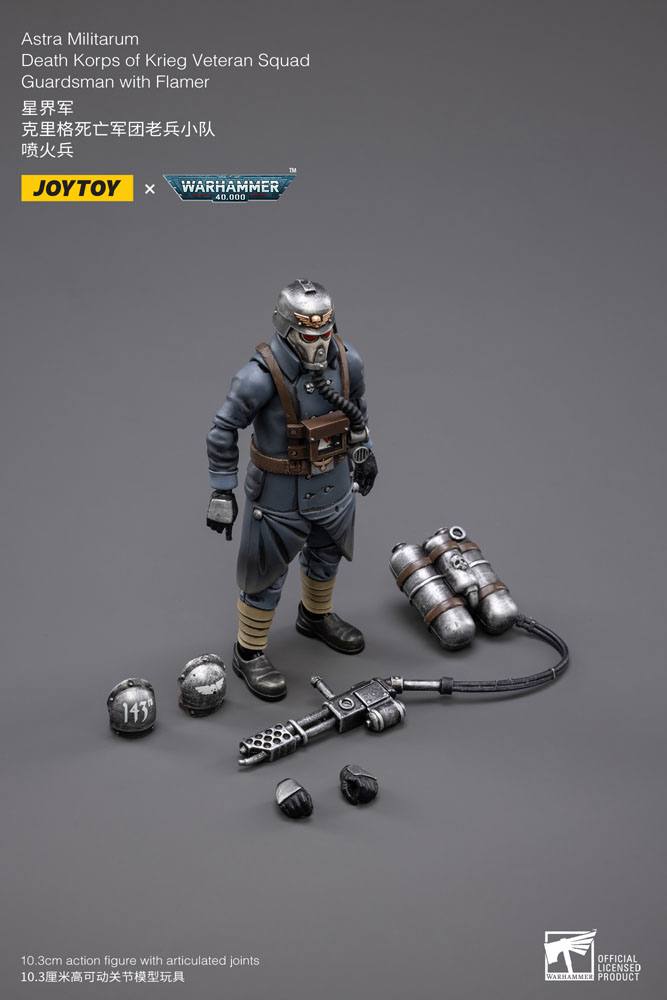 Warhammer 40k Figura 1/18 Death Korps of Krieg Veteran Squad Guardsman with Flamer 10 cm