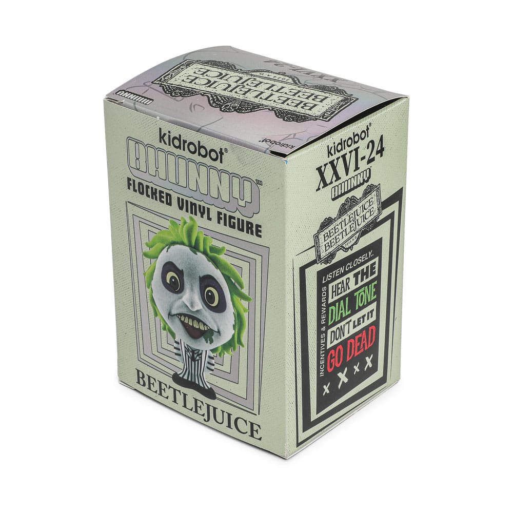 Beetlejuice Beetlejuice Figura Vinyl hunny Flocked Beetlejuice Striped Suit 10 cm