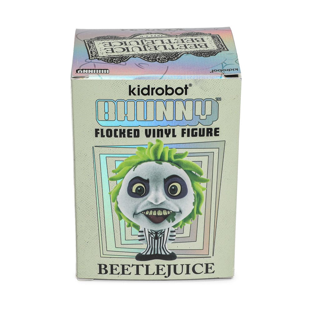 Beetlejuice Beetlejuice Figura Vinyl hunny Flocked Beetlejuice Striped Suit 10 cm