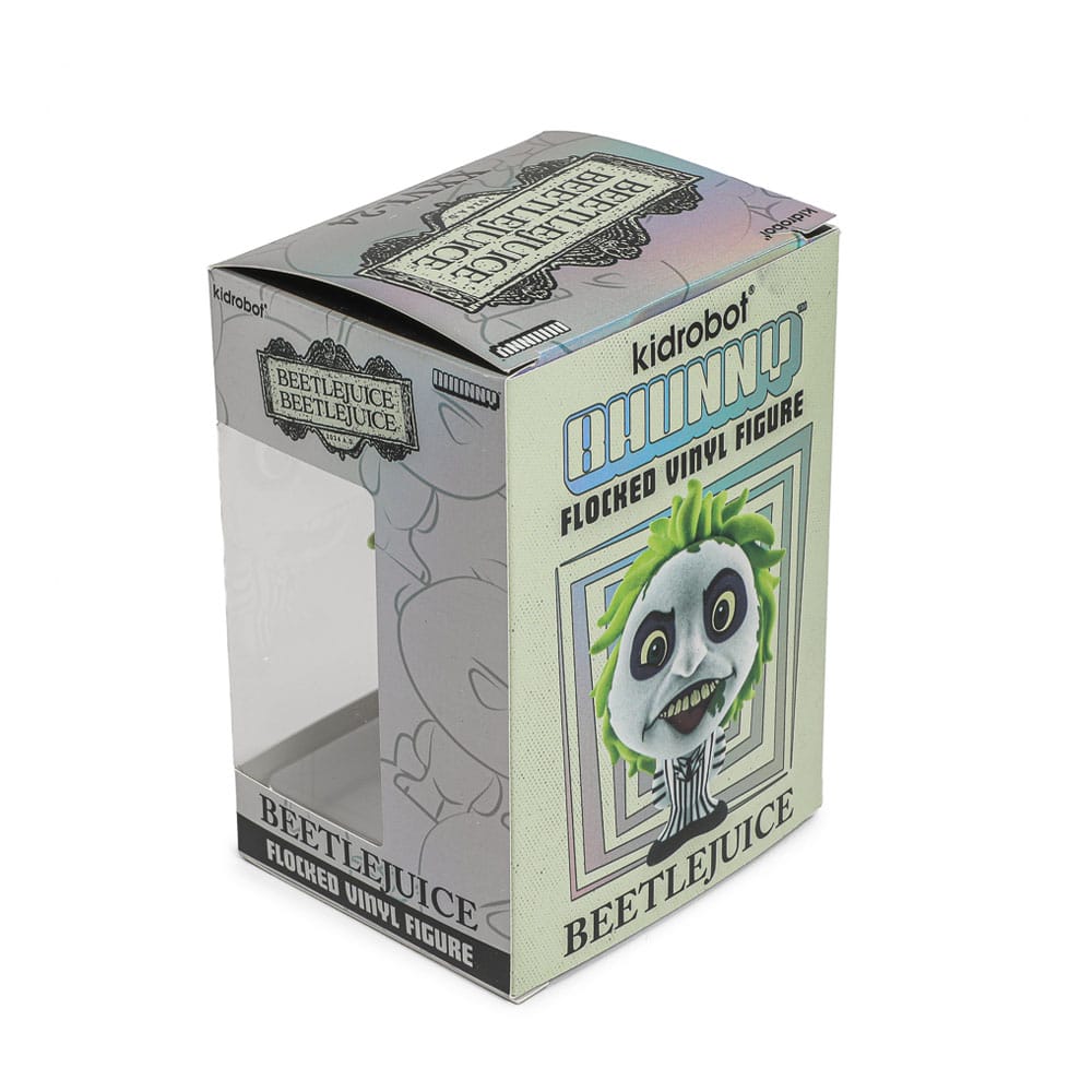 Beetlejuice Beetlejuice Figura Vinyl hunny Flocked Beetlejuice Striped Suit 10 cm