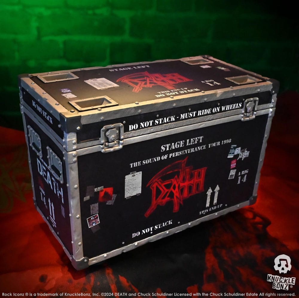 Death Estatua Rock Ikonz On Tour Road Case & Telón de fondo del escenario The Sound of Perseverance Tour 1998