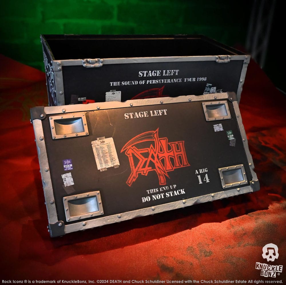 Death Estatua Rock Ikonz On Tour Road Case & Telón de fondo del escenario The Sound of Perseverance Tour 1998