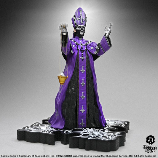 Ghost Estatua Rock Iconz Papa V Perpetua Purple Robes 22 cm
