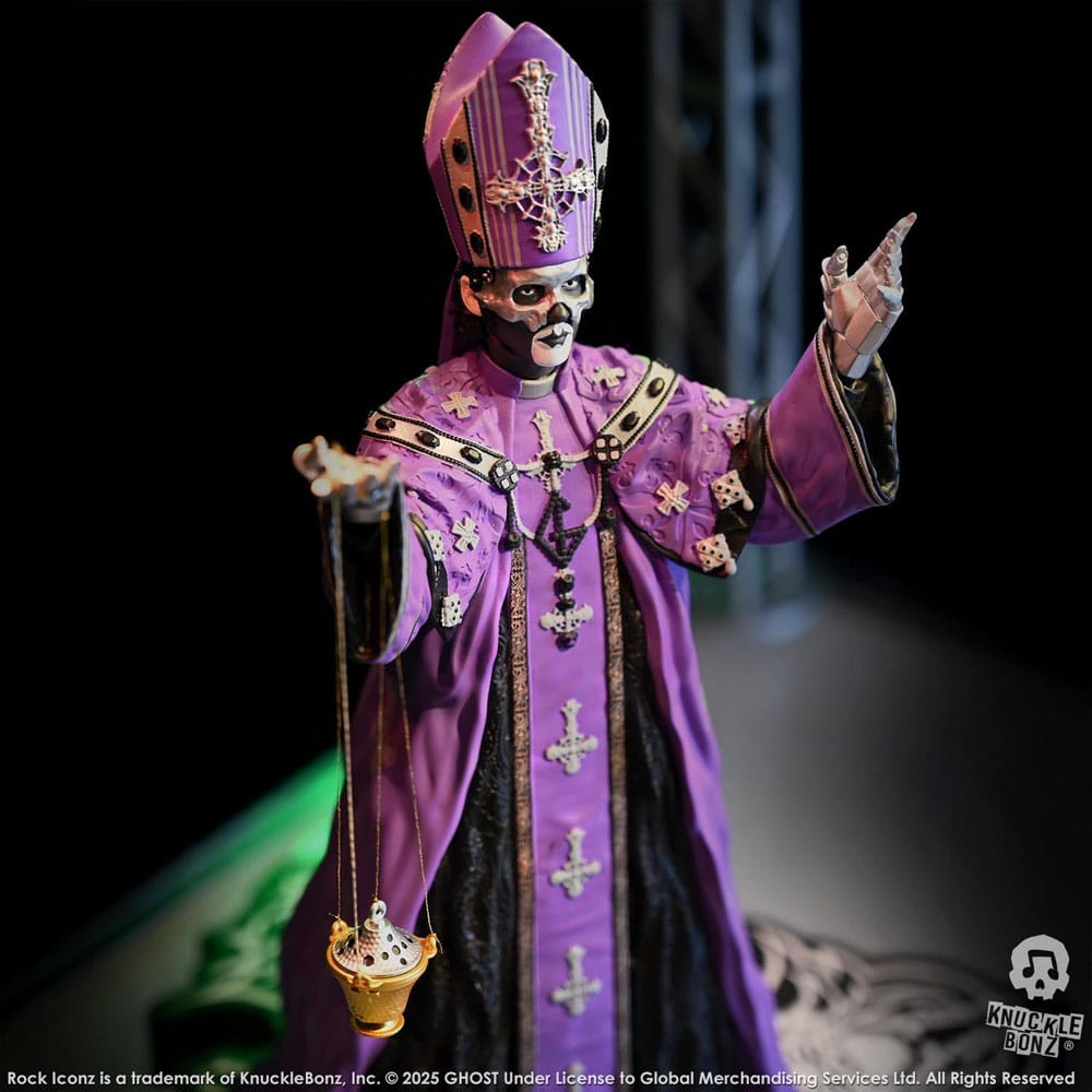 Ghost Estatua Rock Iconz Papa V Perpetua Purple Robes 22 cm