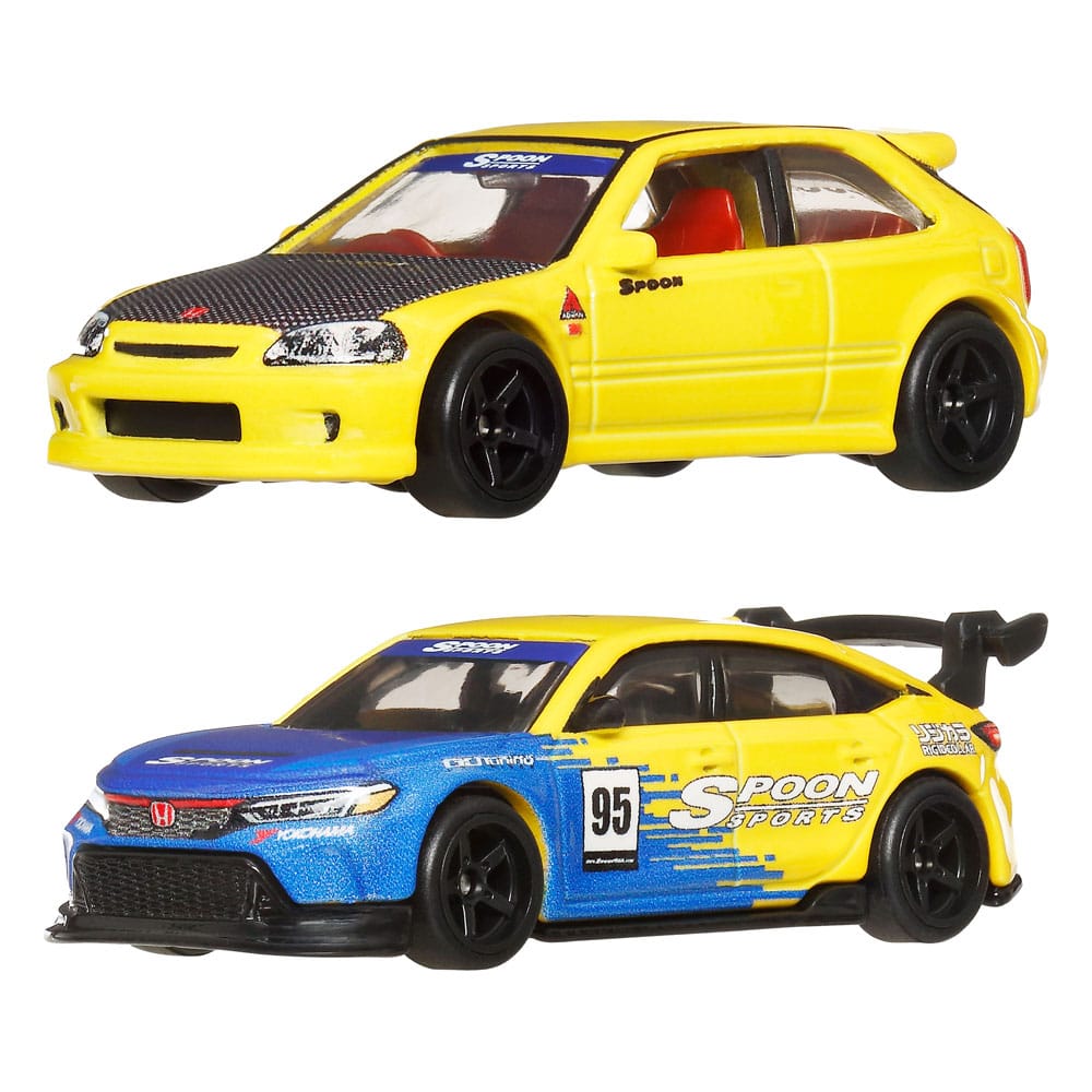 Hot Wheels Premium Pack de 2 Vehículos Die-Cast Car Culture 1/64 '99 Honda Civic Type R (EK9) & Honda Civic Type R