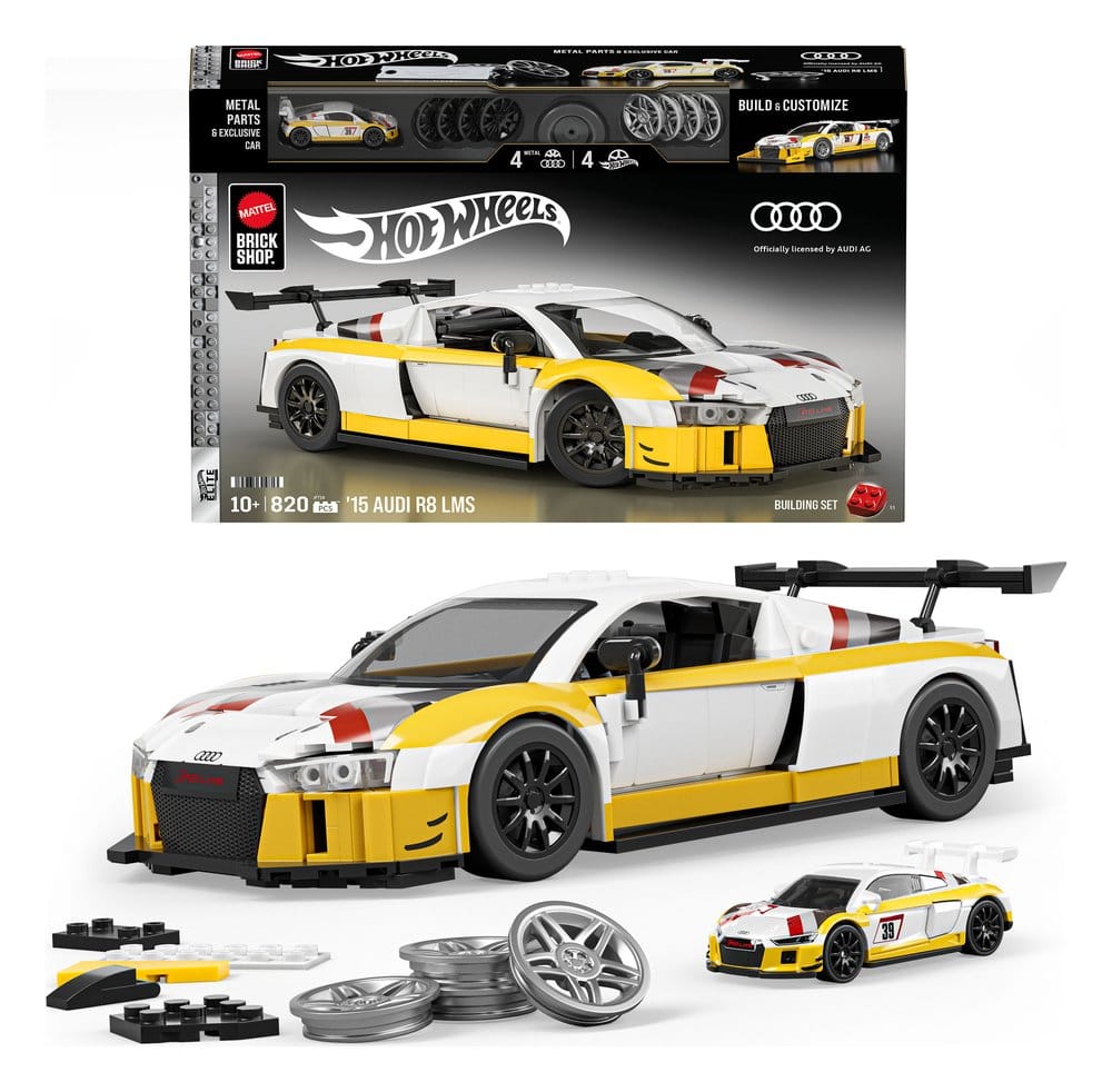 Hot Wheels Elite Mattel Brick Shop Kit de Construcción 1/16 '15 Audi R8 LMS