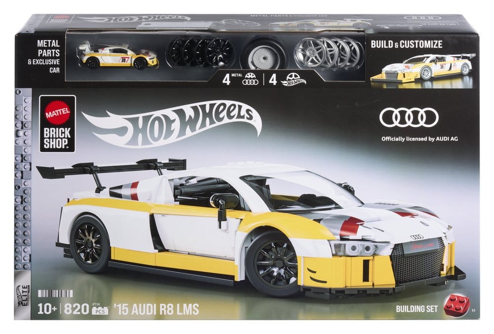 Hot Wheels Elite Mattel Brick Shop Kit de Construcción 1/16 '15 Audi R8 LMS