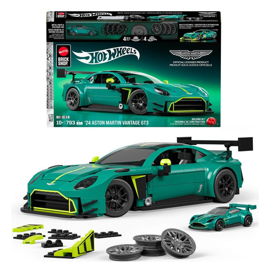 Hot Wheels Elite Mattel Brick Shop Kit de Construcción 1/16 '24 Aston Martin Vantage GT3