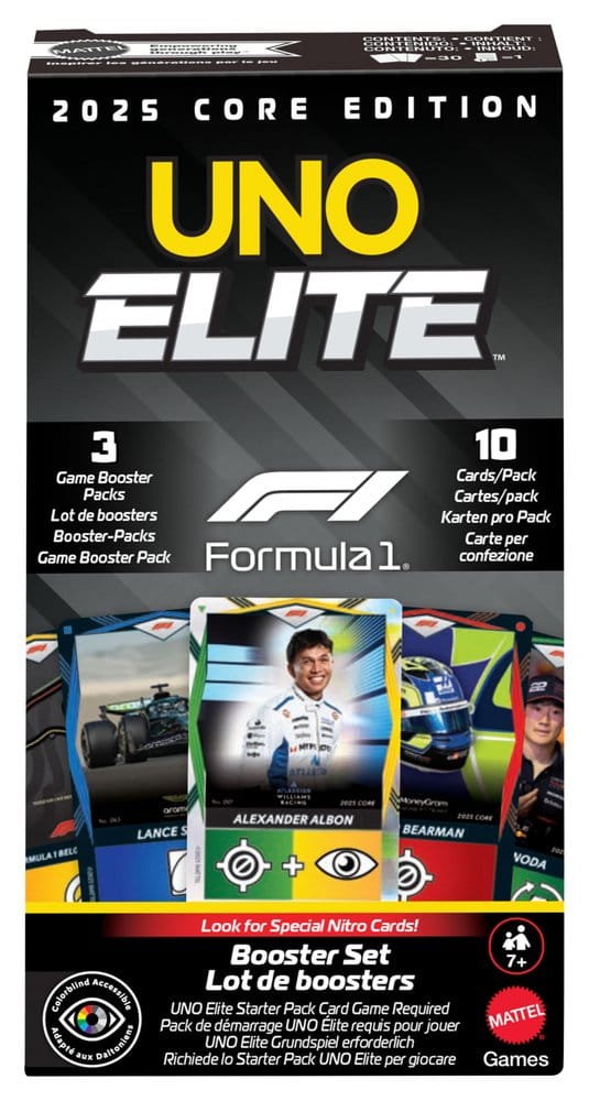 Formula 1 UNO Juego de Cartas Elite F1 Booster-Set