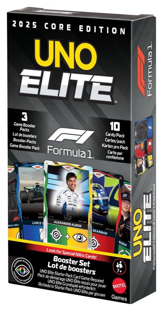 Formula 1 UNO Juego de Cartas Elite F1 Booster-Set