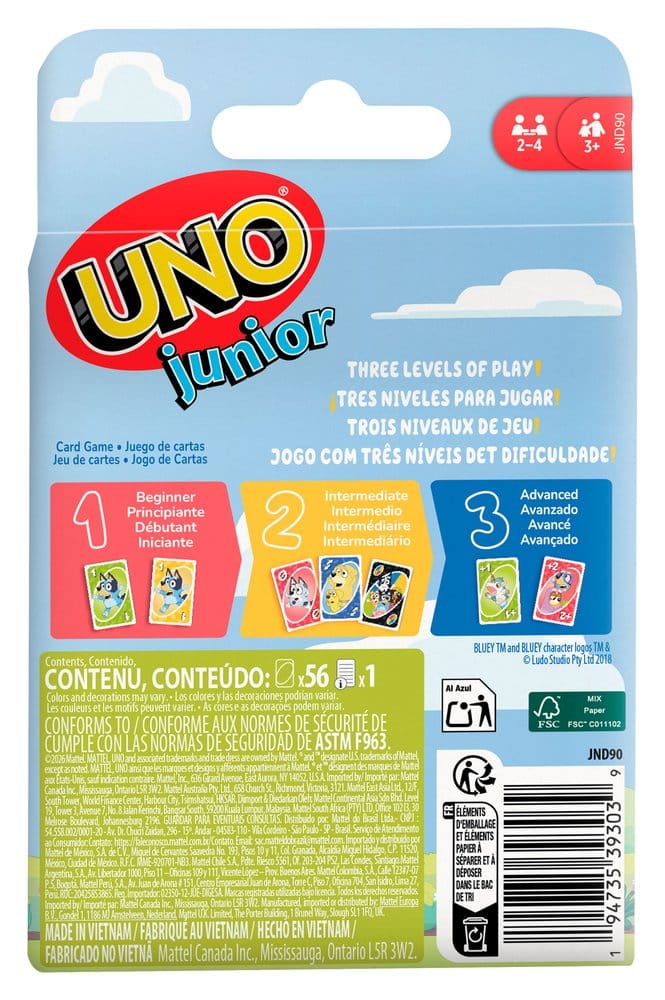 Bluey UNO Junior Juego de Cartas