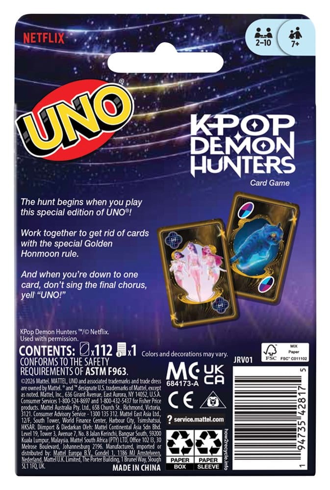KPop Demon Hunters UNO Juego de Cartas