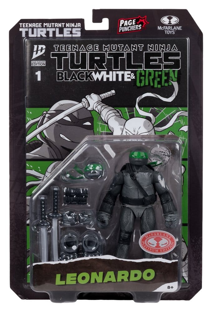 Las Tortugas Ninja Page Punchers Figura Leonardo (Black White & Green) (Red Platinum Edition) 13 cm