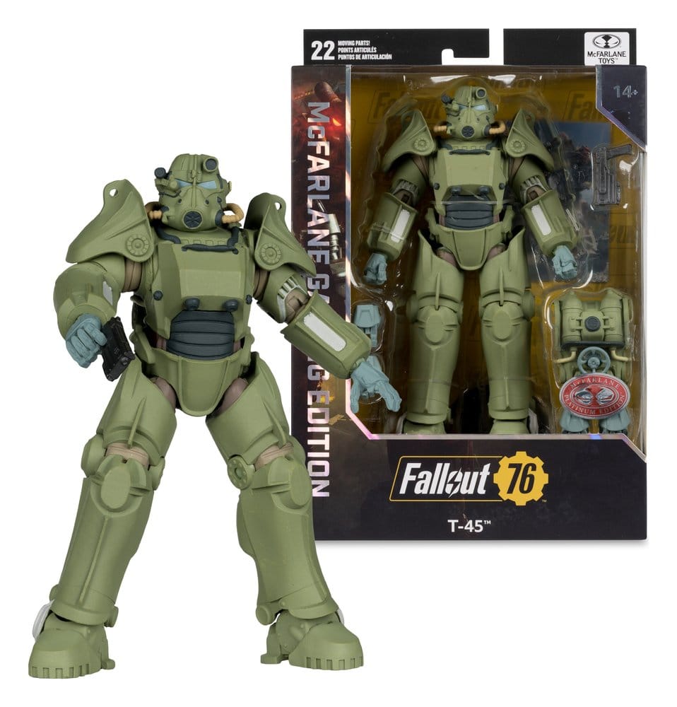 Fallout 76 Gaming Edition Figura T-45 Military Armor (Red Platinum Edition) 20 cm