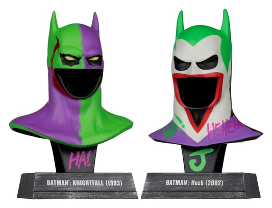 Batman DC Direct Mini Réplica 1/3 Pack de 2 Máscaras de Batman Hush & Knightfall (Jokerized) (Gold Label) 18 cm