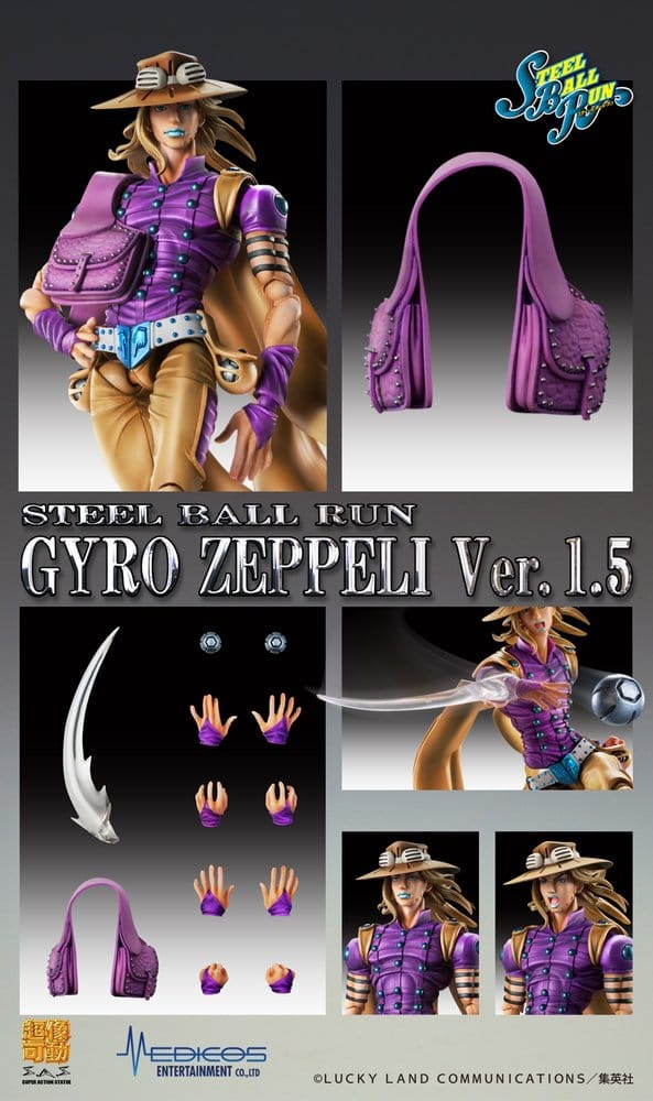 JoJo's Bizarre Adventure Part 7: Steel Ball Run Figura Super Action Chozokado Gyro Zeppeli Ver.1.5 16 cm