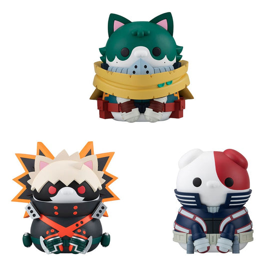 My Hero Academia Mega Cat Project Nyanto! The Big Heroaca Cats Series pack de 3 Figuras Izuku Midoriya & Katsuki Bakugo & Shoto Todoroki 12 cm