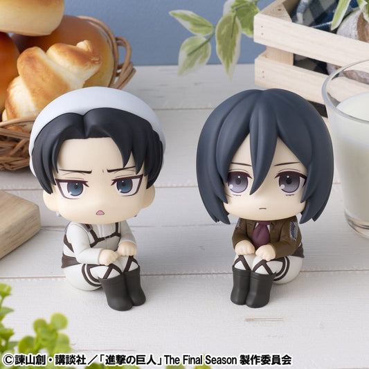 Attack on Titan Estatuas PVC Look Up Levi Cleaning up Ver. & Mikasa Ackerman (with gift) 11 cm