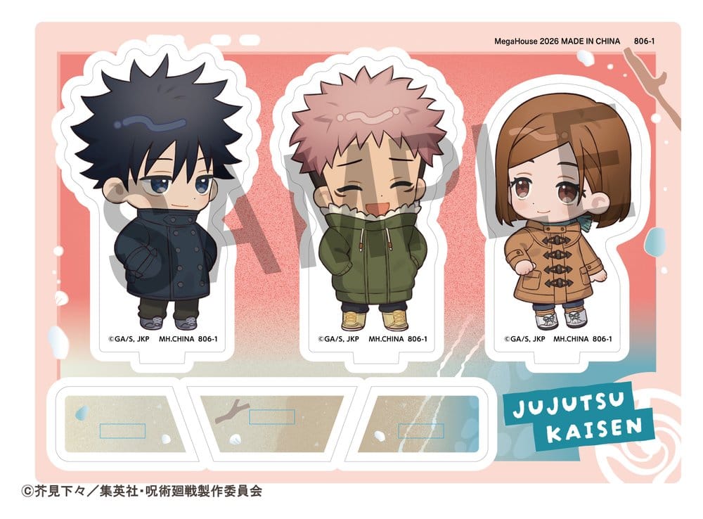 Jujutsu Kaisen Buddycolle Soporte Acrílico 5th Anniversary C Megumi Fushiguro, Yuji Itadori & Nobara Kugisaki 10 cm