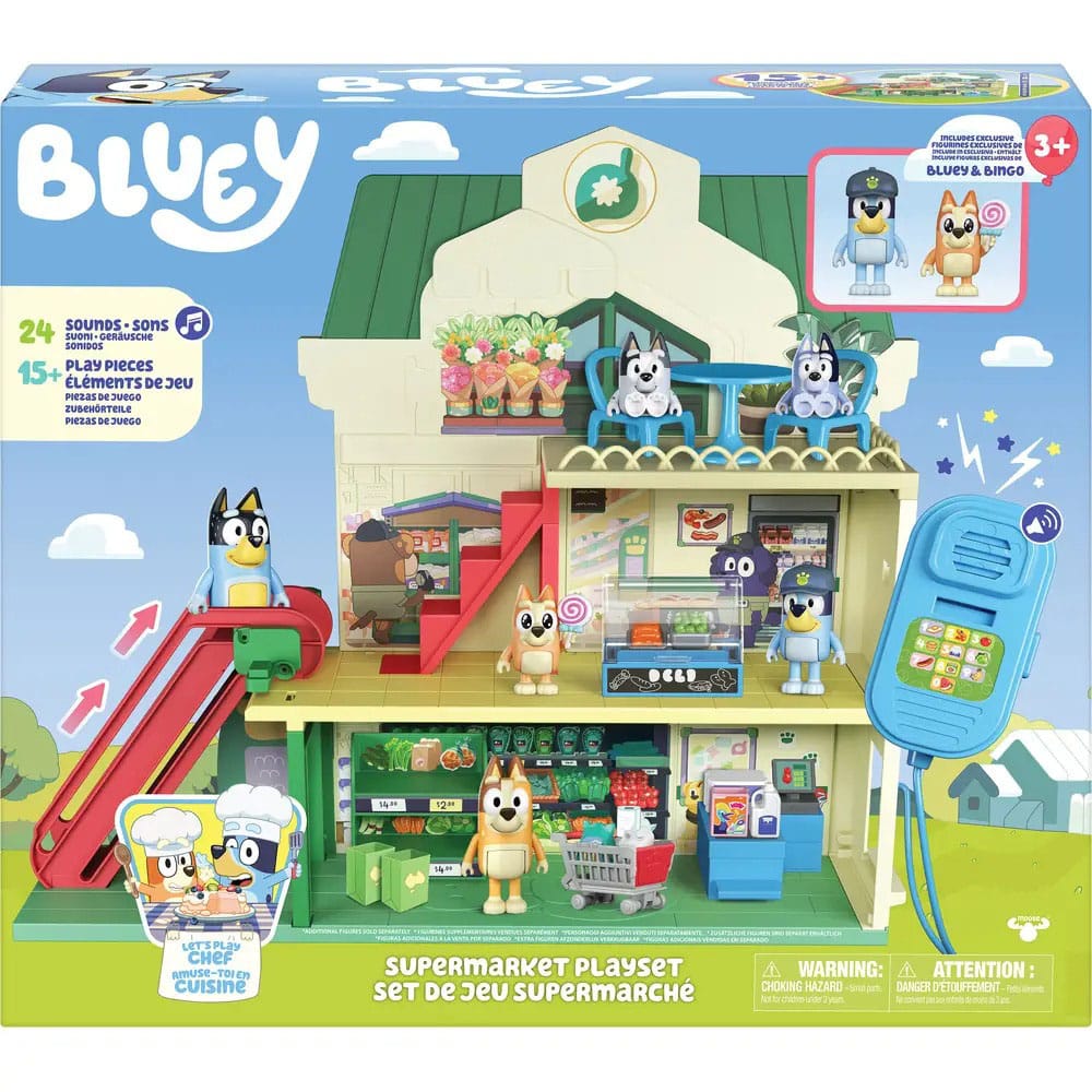 Bluey Set de juego Minifiguras Bluey Let's Play Chef Supermercado - Z POP Toys