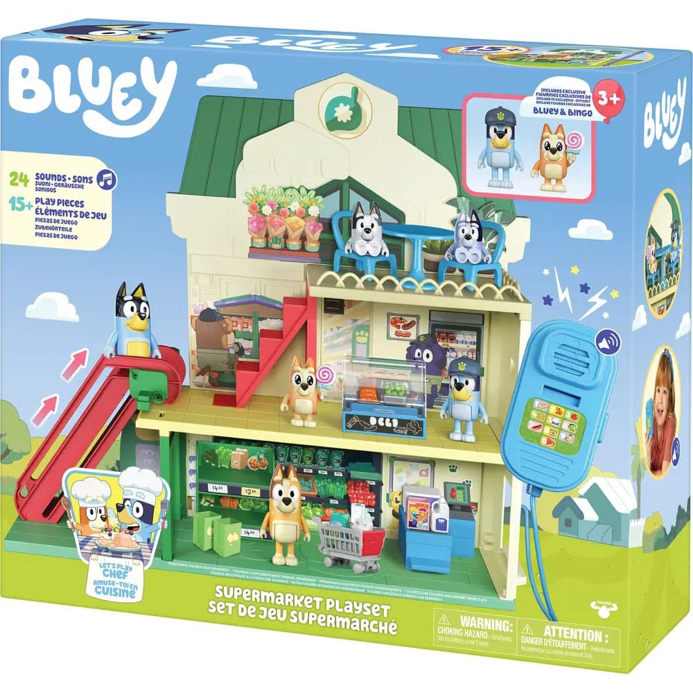 Bluey Set de juego Minifiguras Bluey Let's Play Chef Supermercado - Z POP Toys