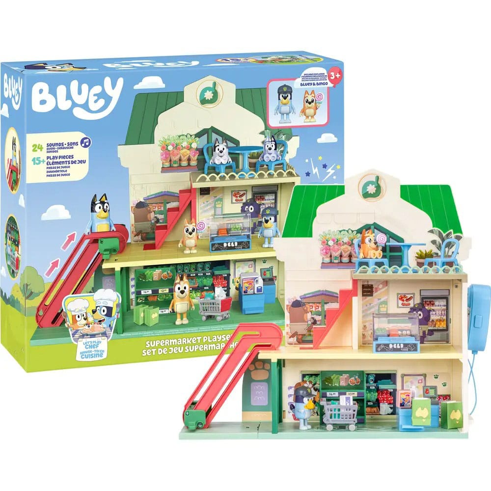 Bluey Set de juego Minifiguras Bluey Let's Play Chef Supermercado - Z POP Toys