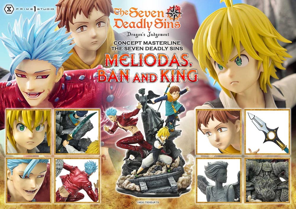 Seven Deadly Sins Concept Masterline Series Estatua Meliodas, Ban and King 55 cm