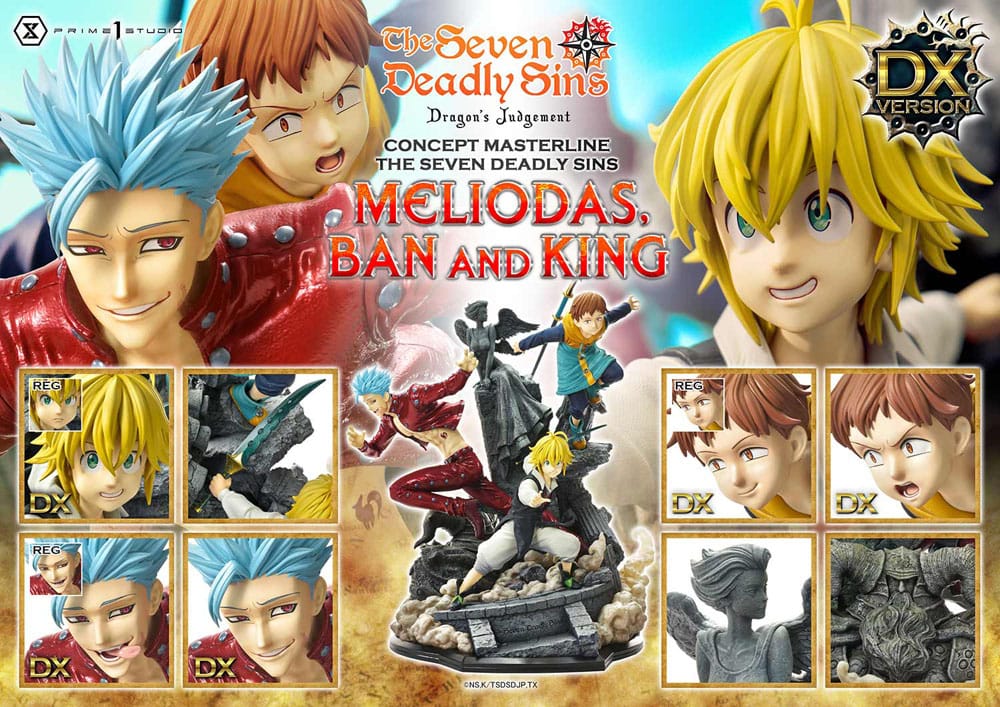 Seven Deadly Sins Concept Masterline Series Estatua Meliodas, Ban and King Deluxe Version 55 cm