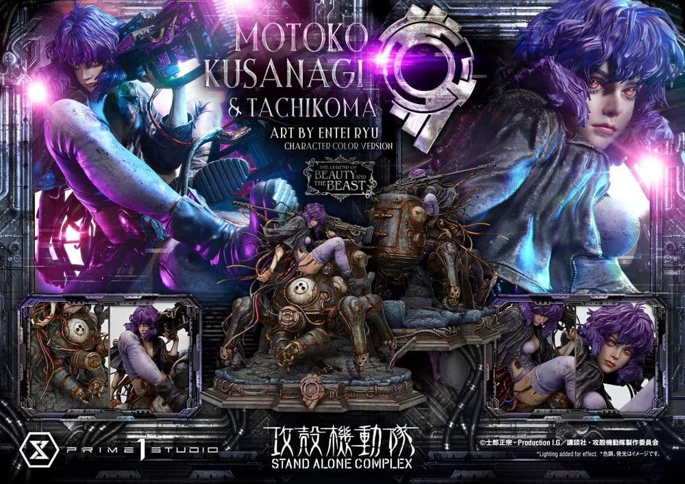 Ghost in the Shell Stand Alone Complex The Legend of Beauty and the Beast Estatua 1/4 Motoko Kusanagi & Tachikoma Character color Art by Entei Ryu Bonus Version 53 cm