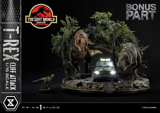 Jurassic World: The Lost World Estatua 1/15 T-Rex Cliff Attack Bonus Version 53 cm