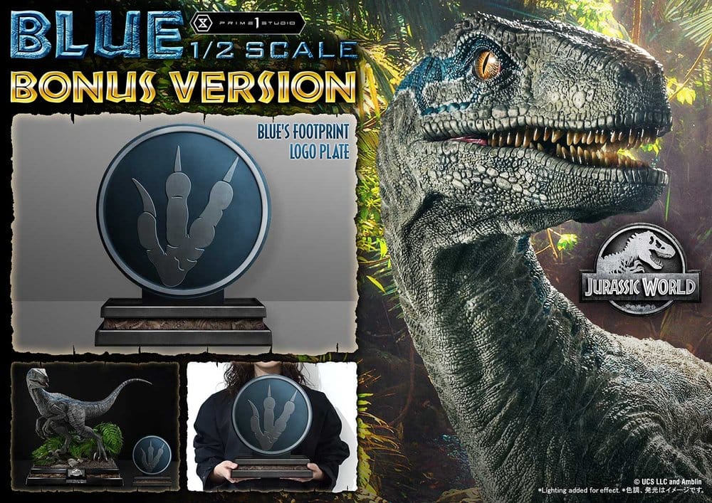 Jurassic World: Fallen Kingdom (Film) Estatua Legacy Museum Collection 1/2 Blue Bonus Version 88 cm