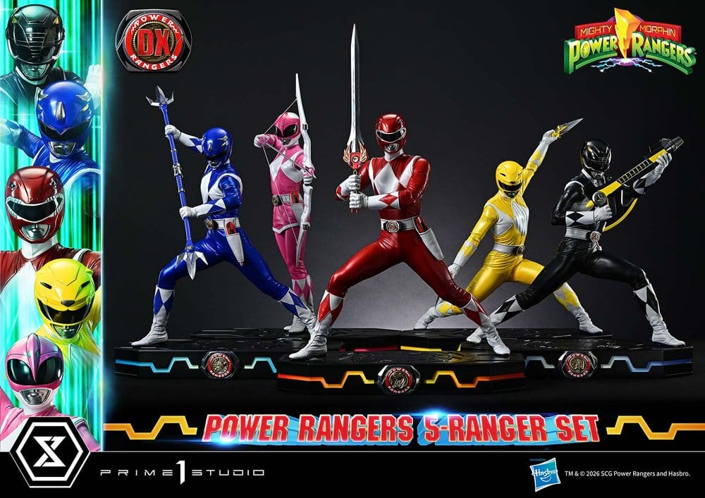 Mighty Morphin Power Rangers Premium Masterline Set de 5 Estatuas 1/4 Deluxe Version 62 cm