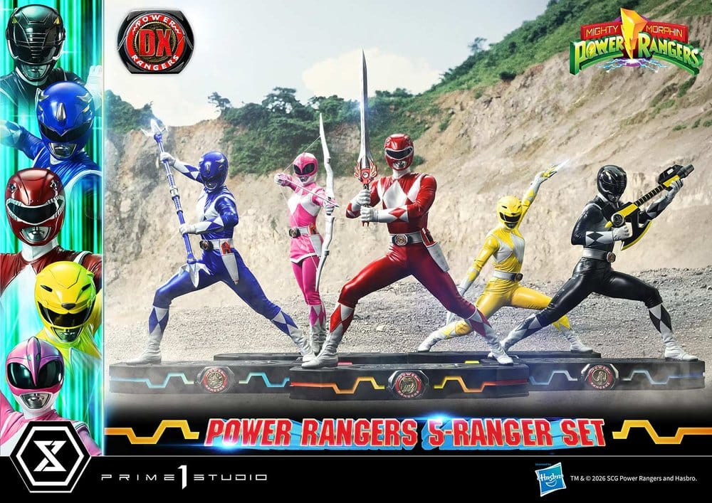 Mighty Morphin Power Rangers Premium Masterline Set de 5 Estatuas 1/4 Deluxe Version 62 cm