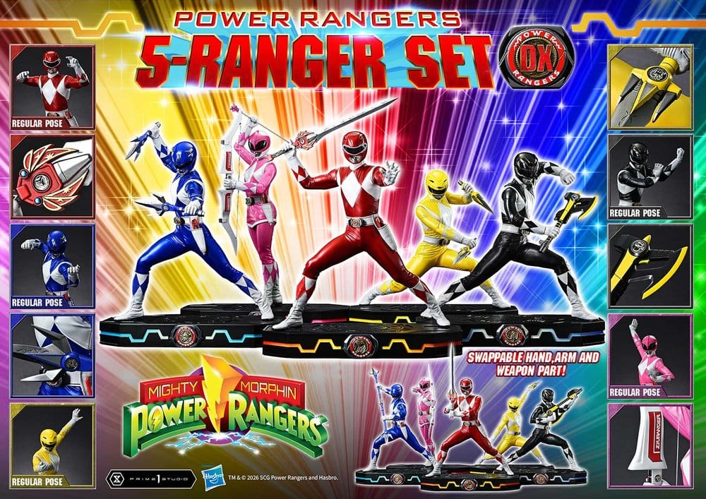 Mighty Morphin Power Rangers Premium Masterline Set de 5 Estatuas 1/4 Deluxe Version 62 cm