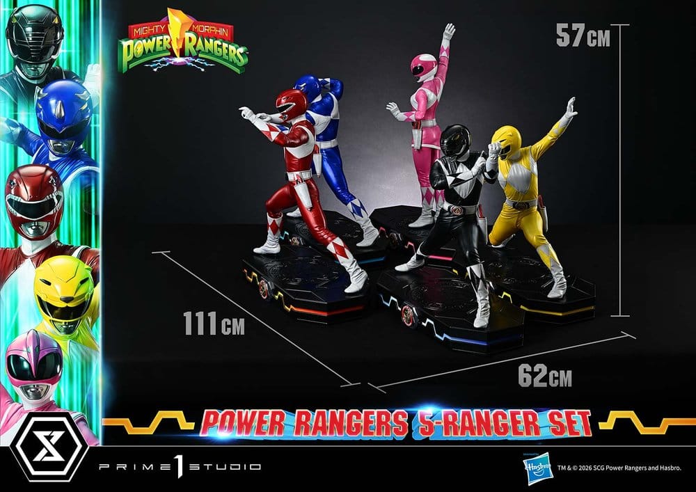 Mighty Morphin Power Rangers Premium Masterline Set de 5 Estatuas 1/4 Deluxe Version 62 cm